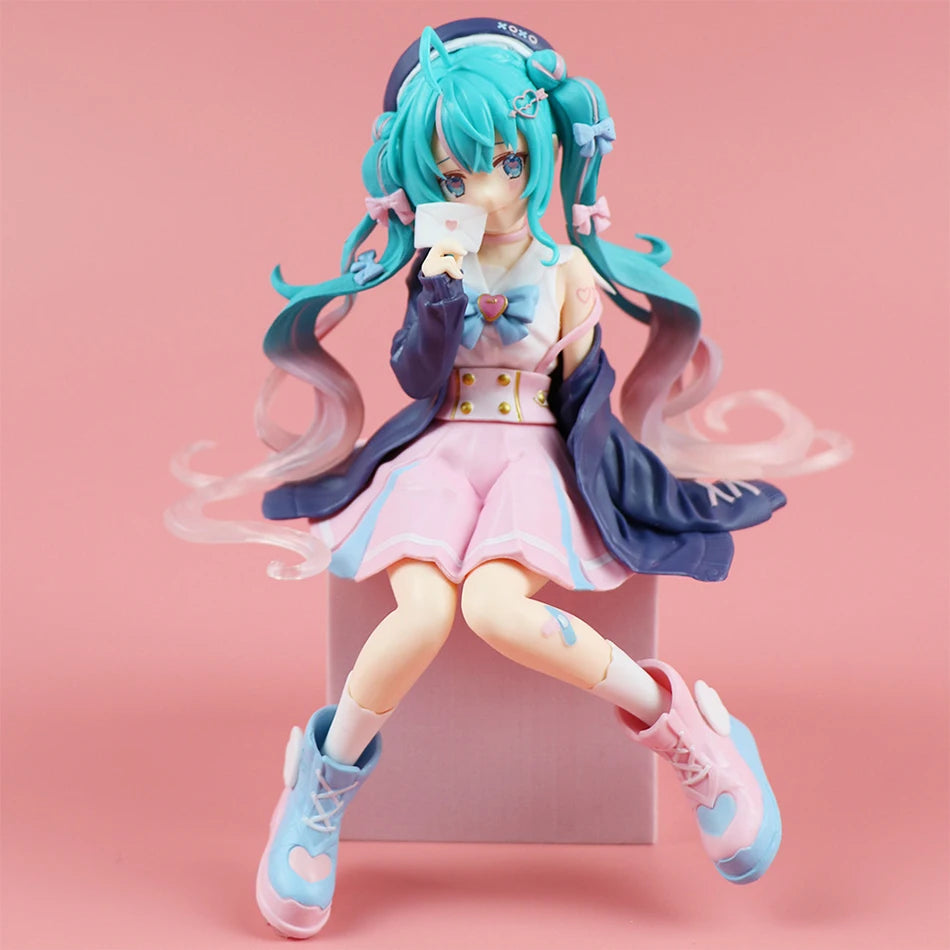 New Hatsune Miku Anime figure Pink sakura sitting position PVC figure model toy decoration collect gifts children birthday gifts New Hatsune Miku Anime figure Pink sakura sitting position PVC figure model toy decoration collect gifts children birthday gifts